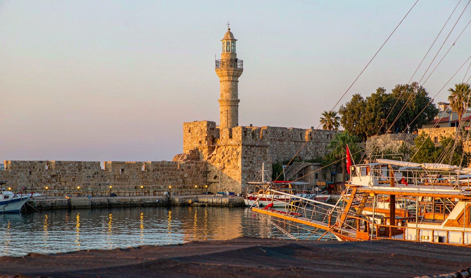 Yachts in Antalya's old harbour on the Turkish Mediterranean