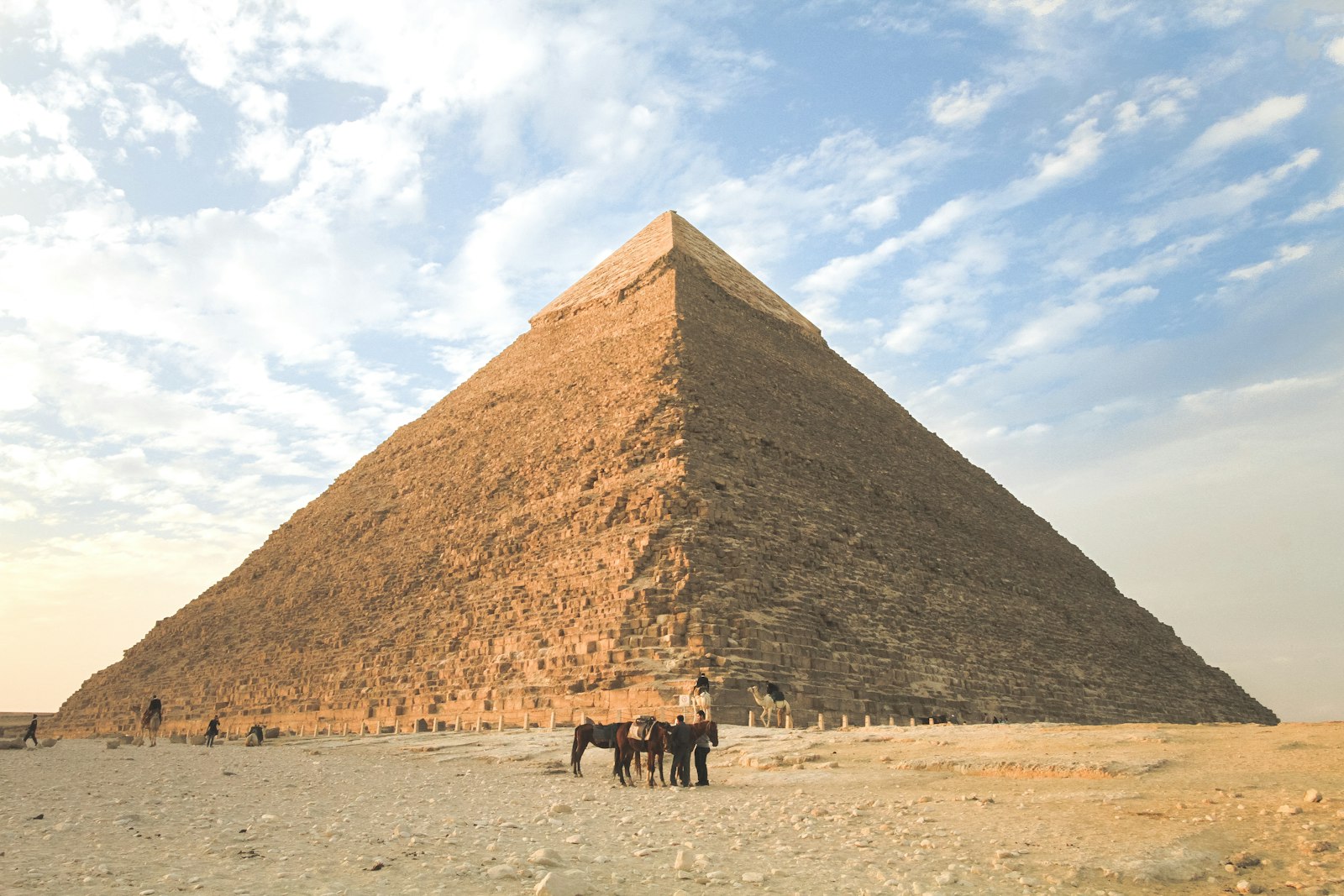 Pyramids of Giza on the desert plateau near Cairo, Egypt